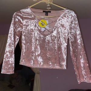 Never worn Forever 21 velvet lace up top